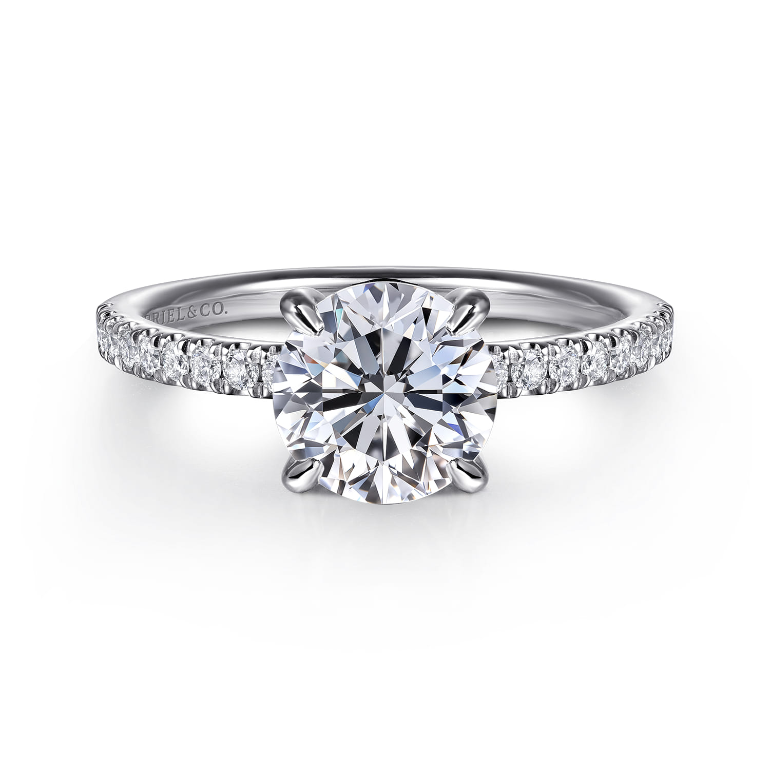 Allison - 14K White Gold Round Hidden Halo Diamond Engagement Ring - 0.25 ct - Shot 1
