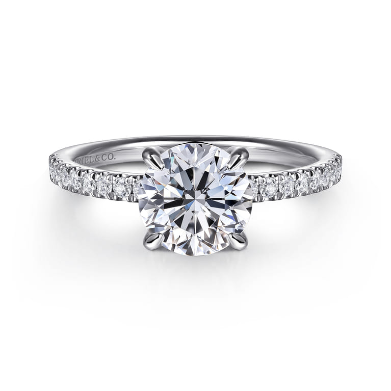 Allison - 14K White Gold Round Hidden Halo Diamond Engagement Ring - 0.25 ct - Shot 1
