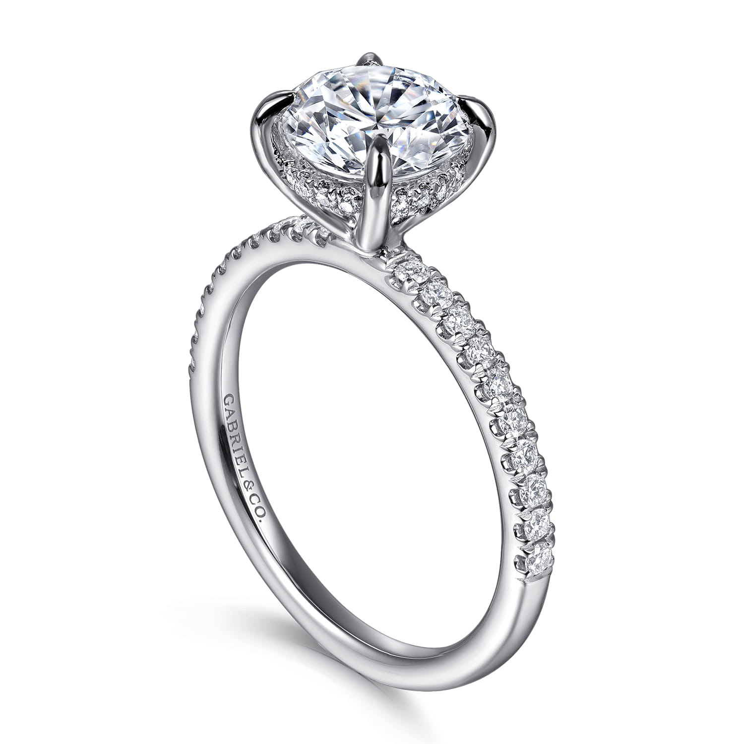 Allison - 14K White Gold Round Hidden Halo Diamond Engagement Ring - 0.25 ct - Shot 3