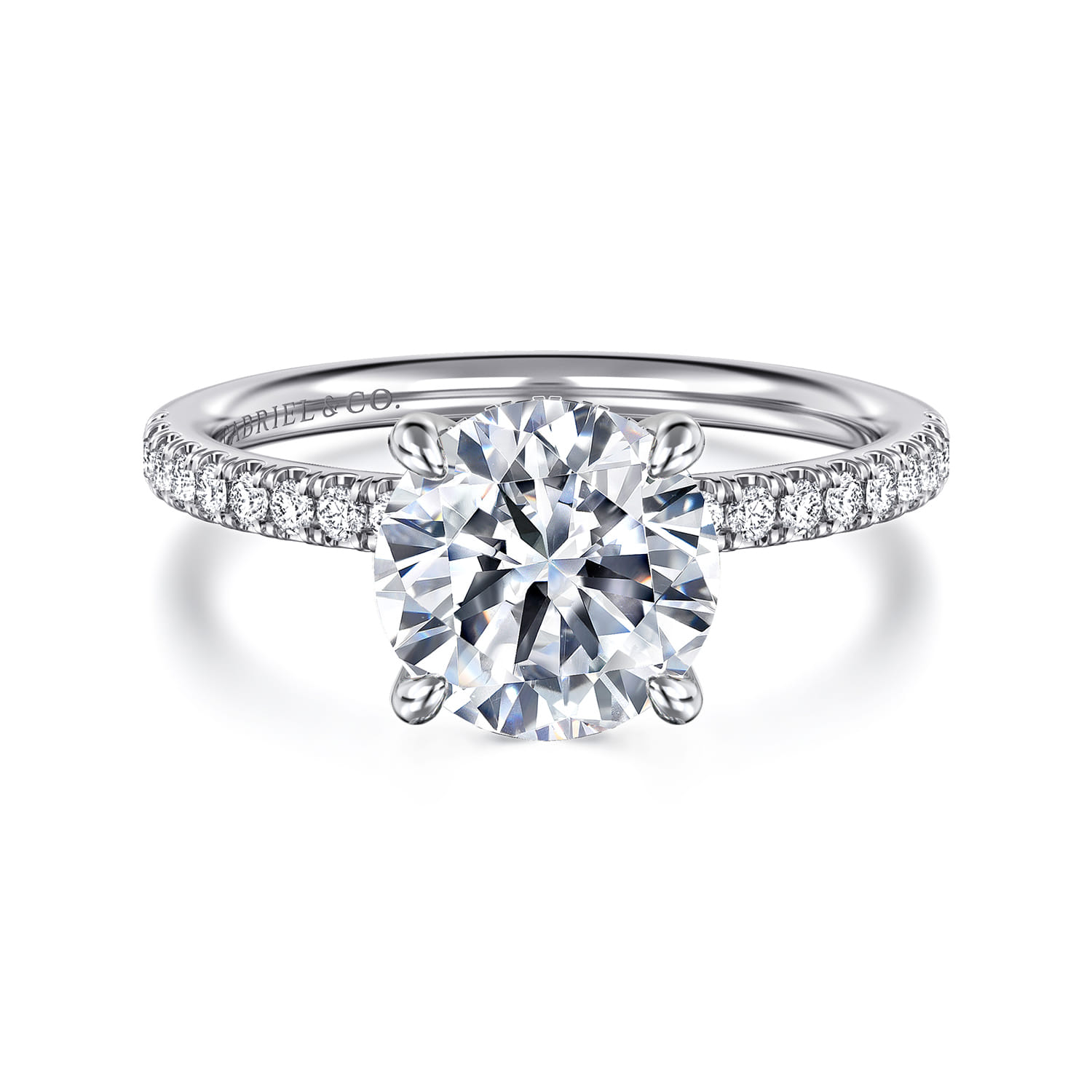 Allison - 14K White Gold Round Hidden Halo Diamond and Engagement Ring - 0.25 ct - Shot 1