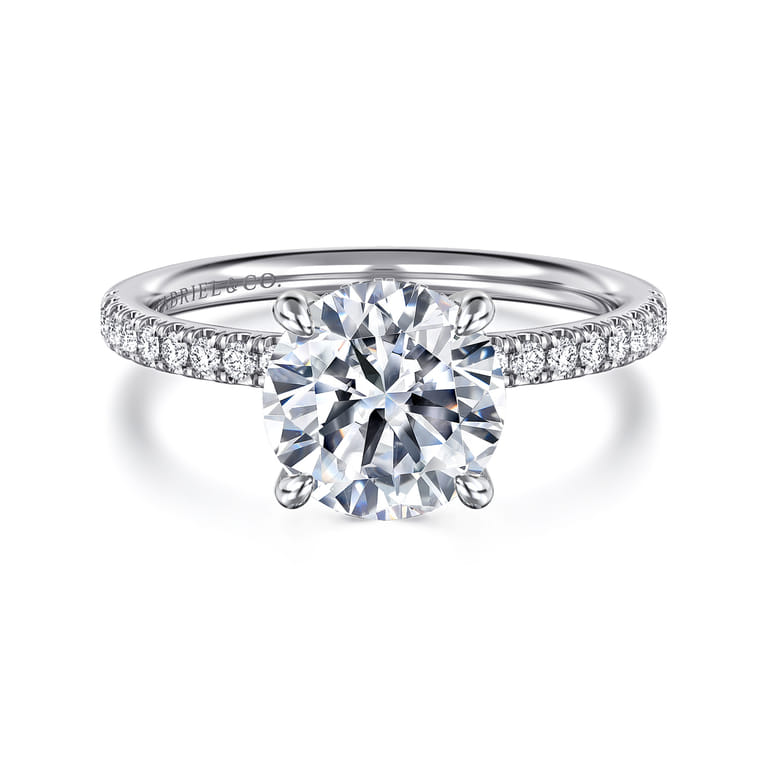 Allison - 14K White Gold Round Hidden Halo Diamond and Engagement Ring - 0.25 ct - Shot 1