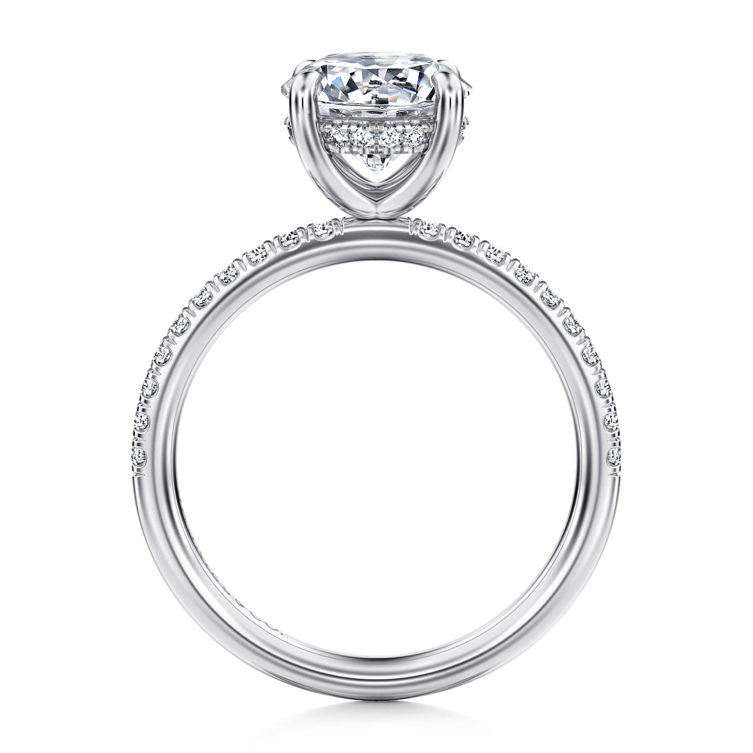 Allison - 14K White Gold Round Hidden Halo Diamond and Engagement Ring - 0.25 ct - Shot 2
