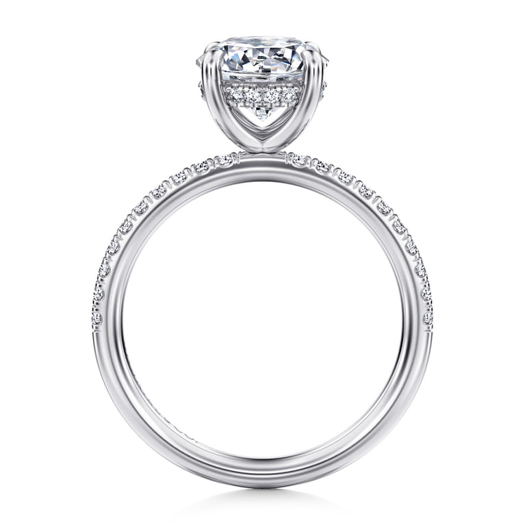 Allison - 14K White Gold Round Hidden Halo Diamond and Engagement Ring - 0.25 ct - Shot 2