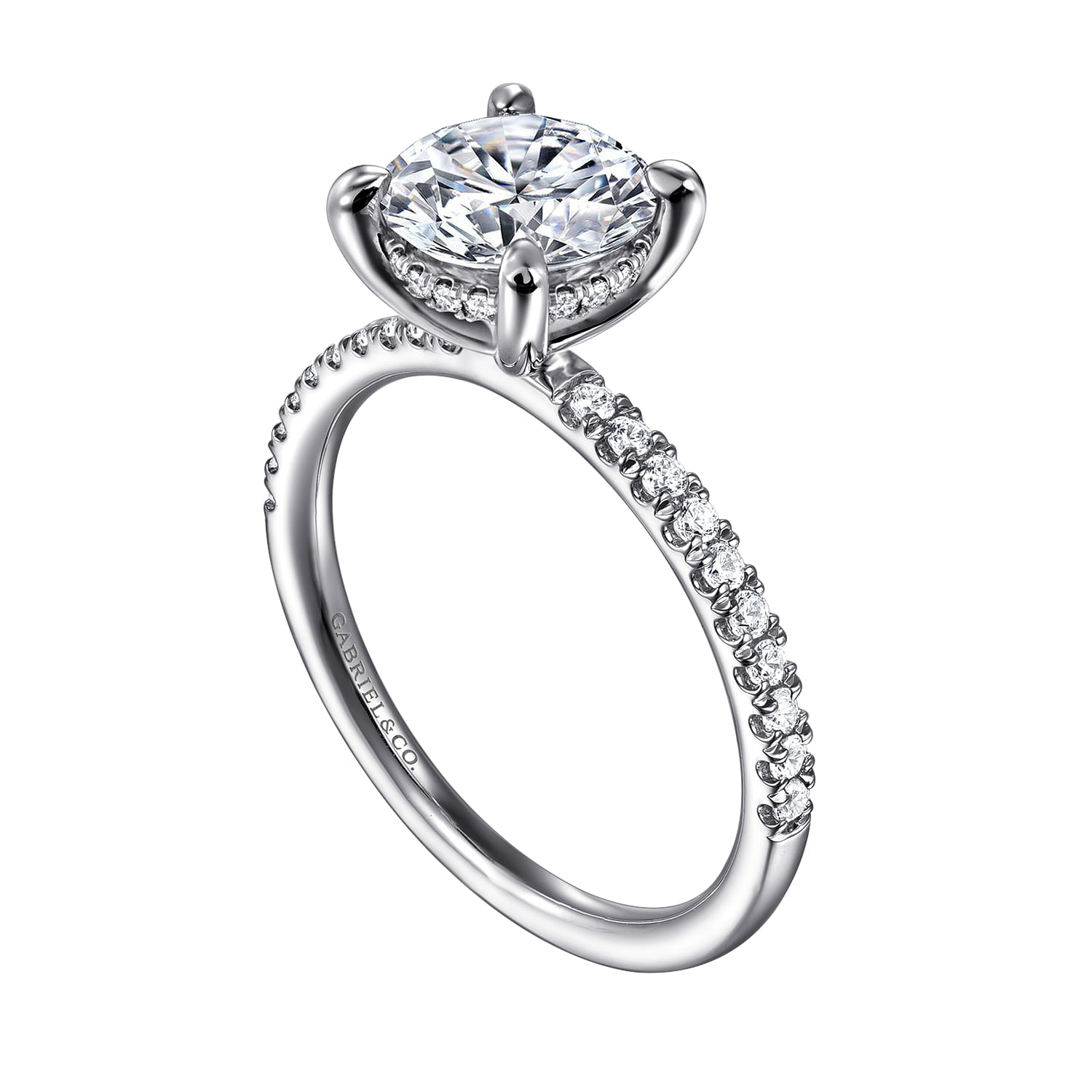 Allison - 14K White Gold Round Hidden Halo Diamond and Engagement Ring - 0.25 ct - Shot 3