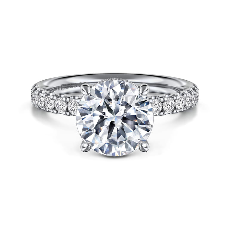 Adela - 14K White Gold Round Hidden Halo Diamond Engagement Ring - 0.4 ct - Shot 1