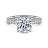 Adela - 14K White Gold Round Hidden Halo Diamond Engagement Ring - 0.4 ct