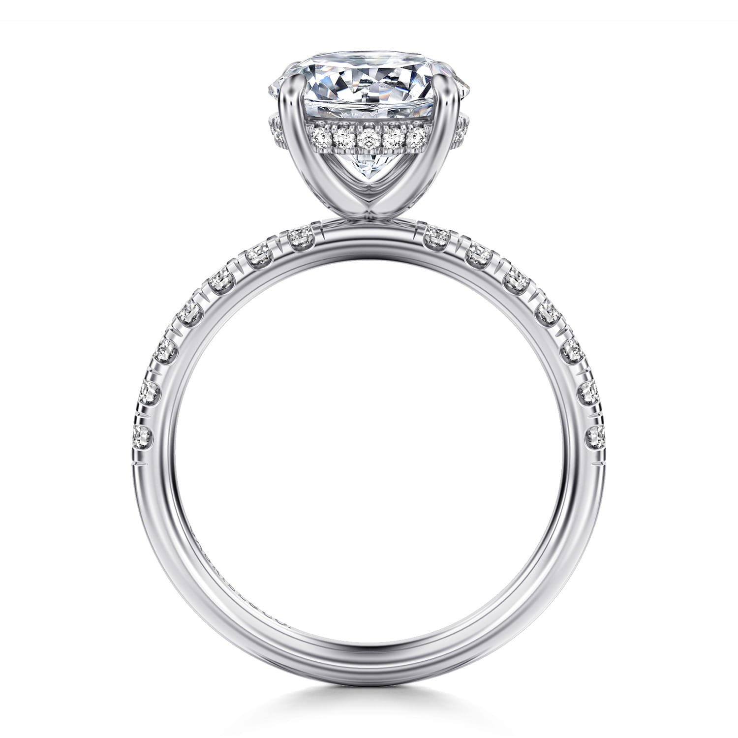 Adela - 14K White Gold Round Hidden Halo Diamond Engagement Ring - 0.4 ct - Shot 2