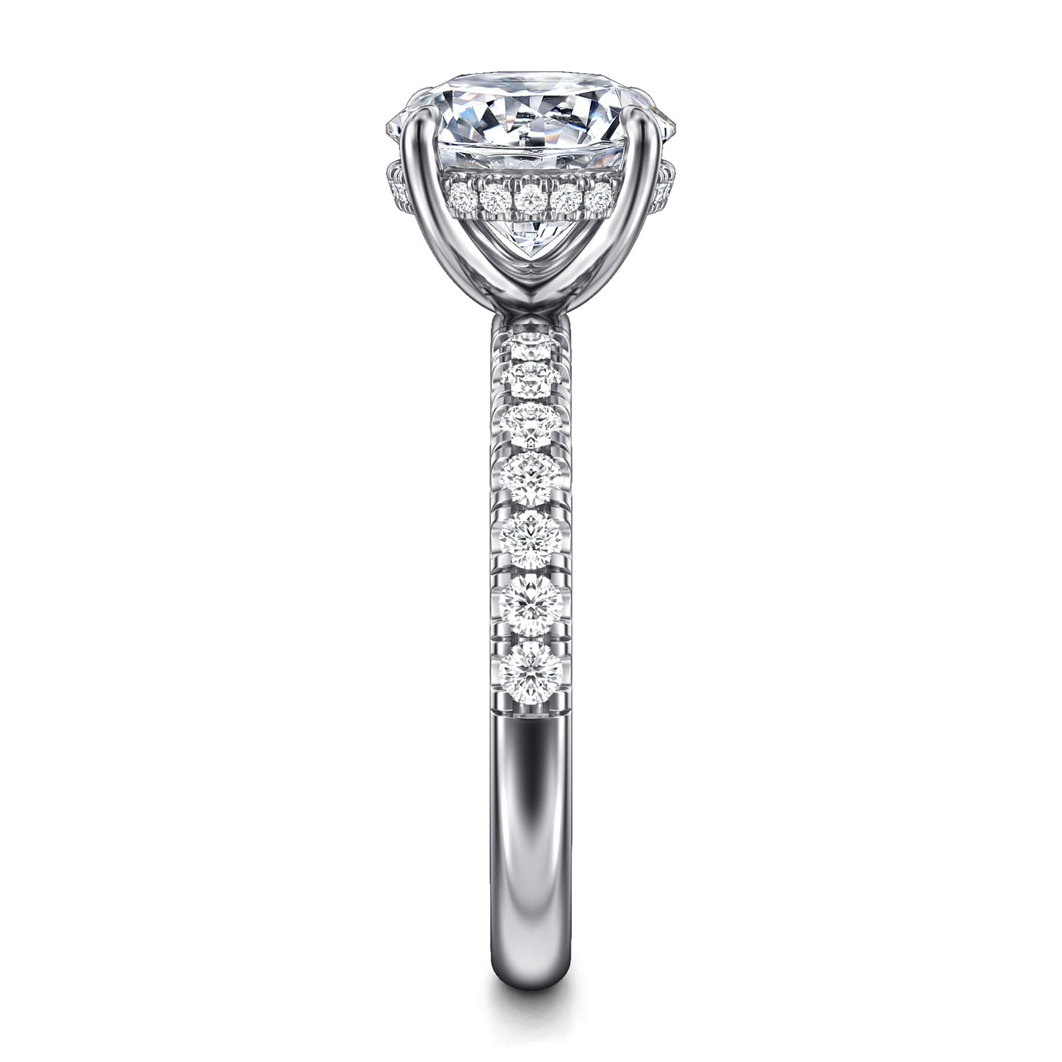 Adela - 14K White Gold Round Hidden Halo Diamond Engagement Ring - 0.4 ct - Shot 4