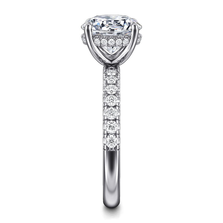 Adela - 14K White Gold Round Hidden Halo Diamond Engagement Ring - 0.4 ct - Shot 4