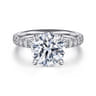Adela - 14K White Gold Round Hidden Halo Diamond Engagement Ring - 0.43 ct