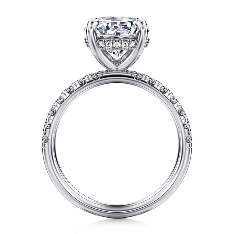 Adela - 14K White Gold Round Hidden Halo Diamond Engagement Ring - 0.43 ct - Shot 2