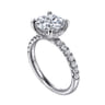 Adela - 14K White Gold Round Hidden Halo Diamond Engagement Ring - 0.43 ct