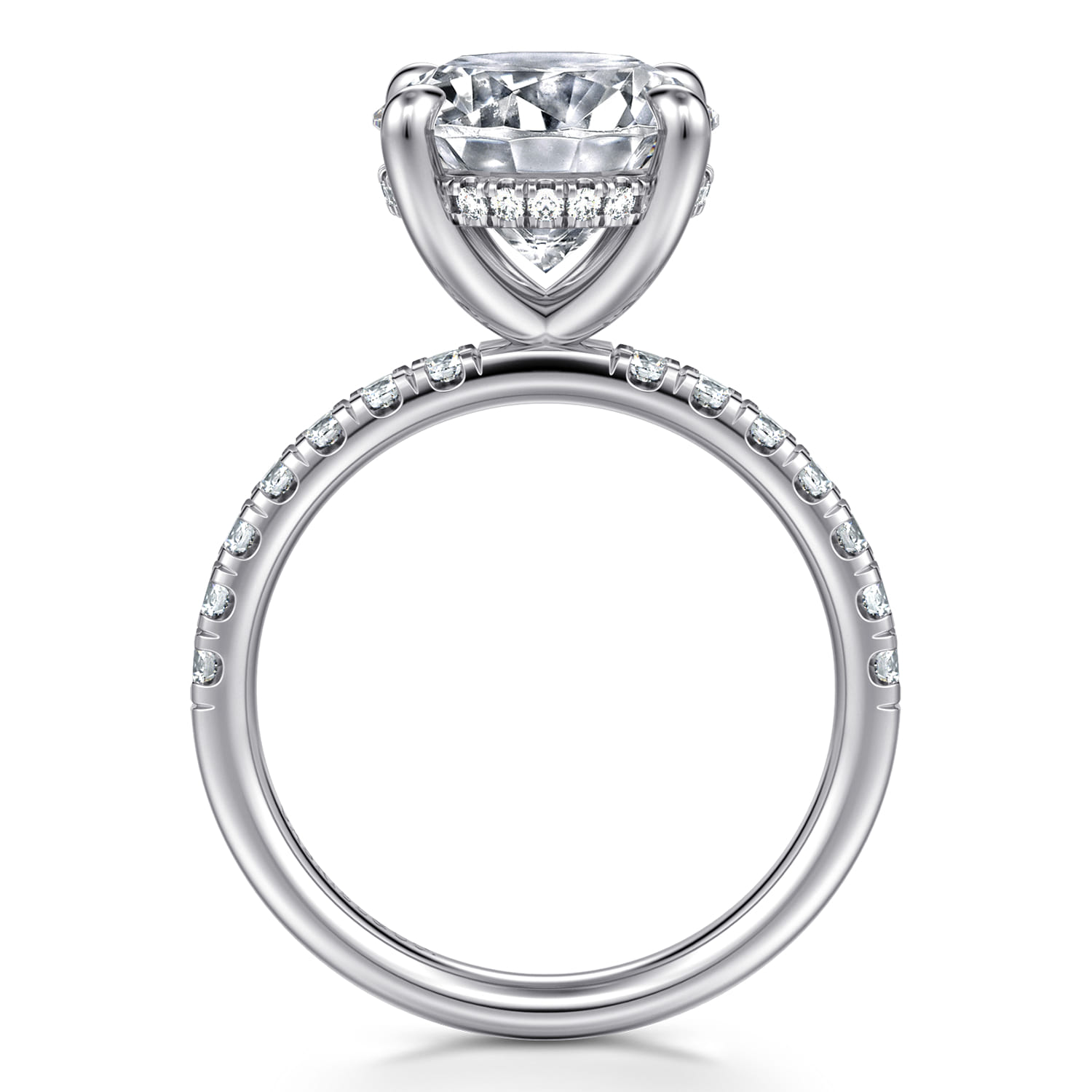 Adela - 14K White Gold Round Hidden Halo Diamond Engagement Ring - 0.43 ct - Shot 2