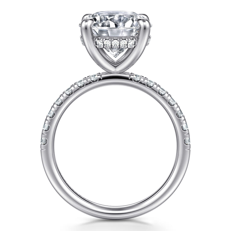 Adela - 14K White Gold Round Hidden Halo Diamond Engagement Ring - 0.43 ct - Shot 2