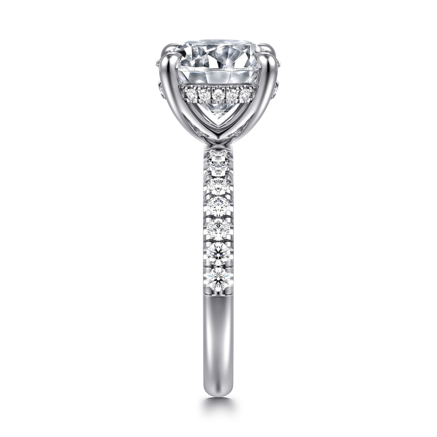 Adela - 14K White Gold Round Hidden Halo Diamond Engagement Ring - 0.43 ct - Shot 4