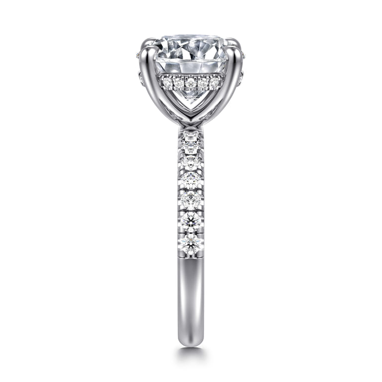 Adela - 14K White Gold Round Hidden Halo Diamond Engagement Ring - 0.43 ct - Shot 4
