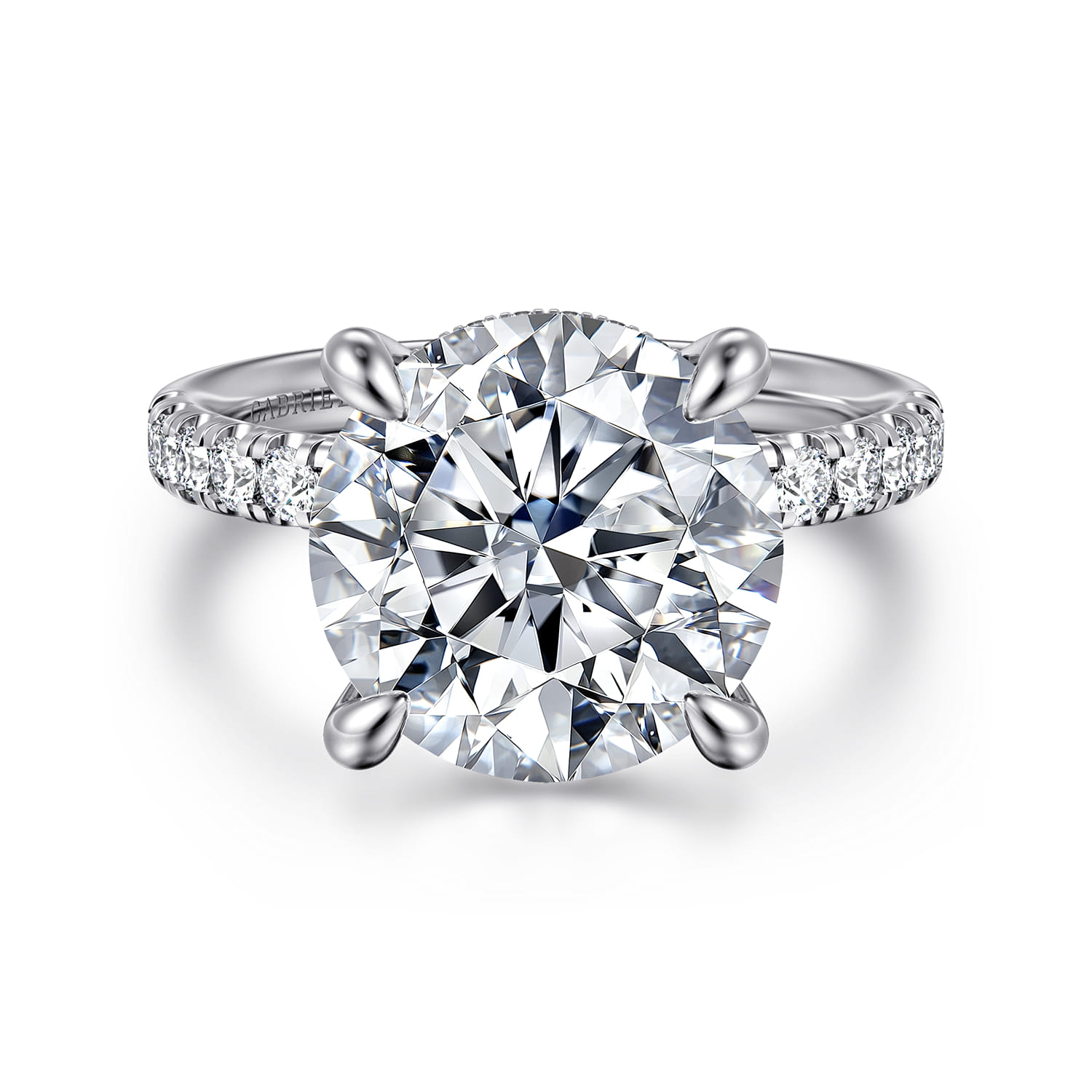 Adela - 14K White Gold Round Hidden Halo Diamond Engagement Ring - 0.4 ct - Shot 1