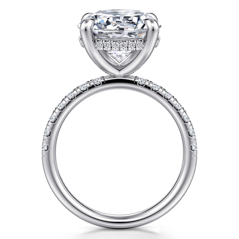 Adela - 14K White Gold Round Hidden Halo Diamond Engagement Ring - 0.4 ct - Shot 2
