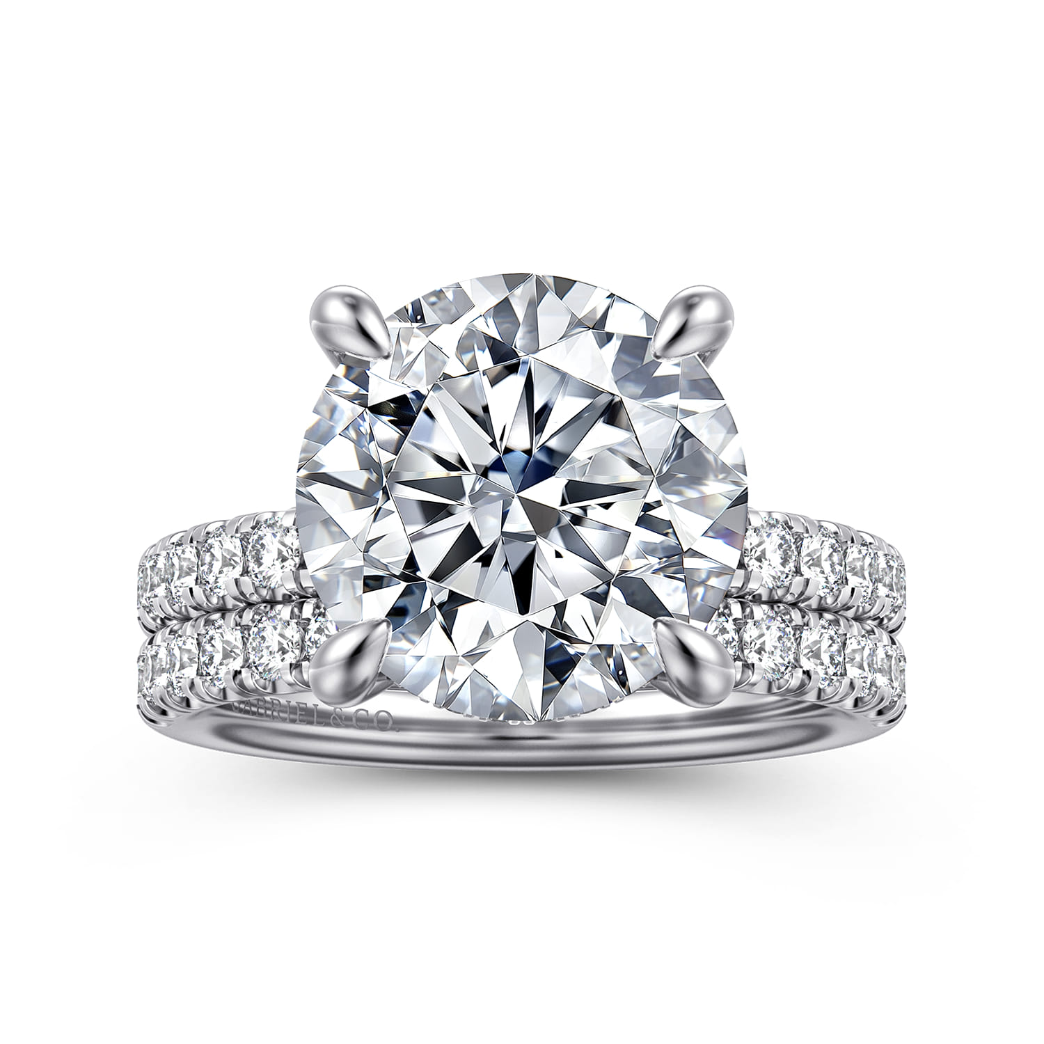 Adela - 14K White Gold Round Hidden Halo Diamond Engagement Ring - 0.4 ct - Shot 4