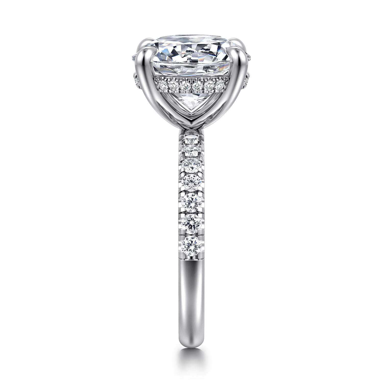 Adela - 14K White Gold Round Hidden Halo Diamond Engagement Ring - 0.4 ct - Shot 5