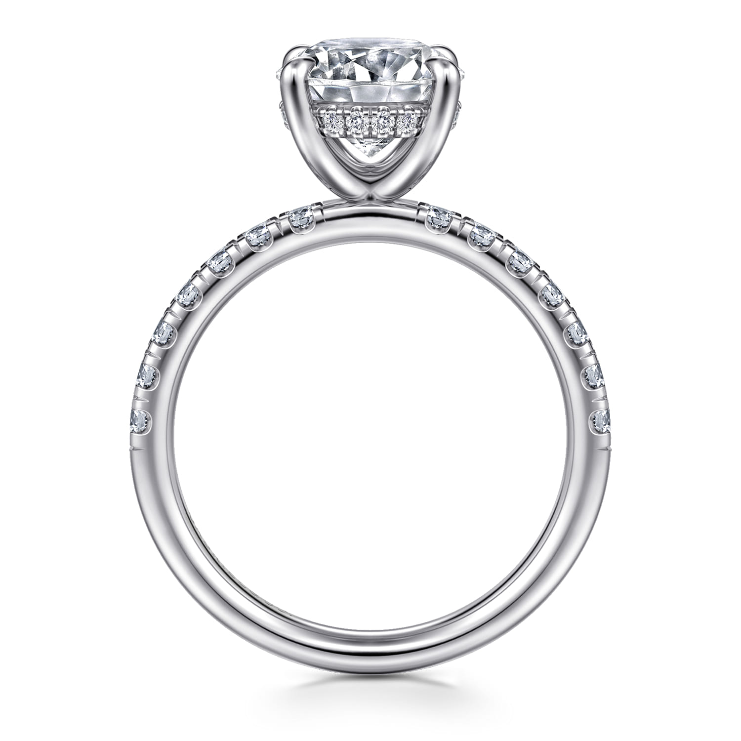Adela - 14K White Gold Round Hidden Halo Diamond Engagement Ring - 0.4 ct - Shot 2