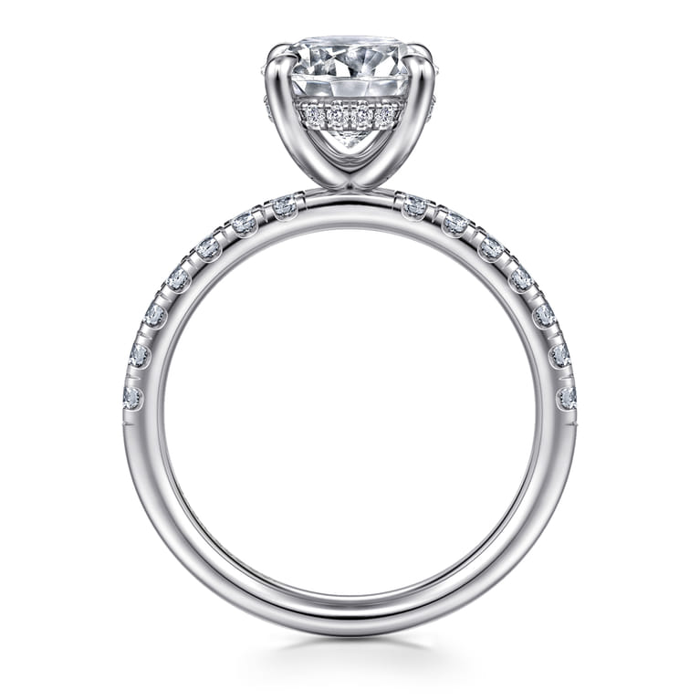 Adela - 14K White Gold Round Hidden Halo Diamond Engagement Ring - 0.4 ct - Shot 2