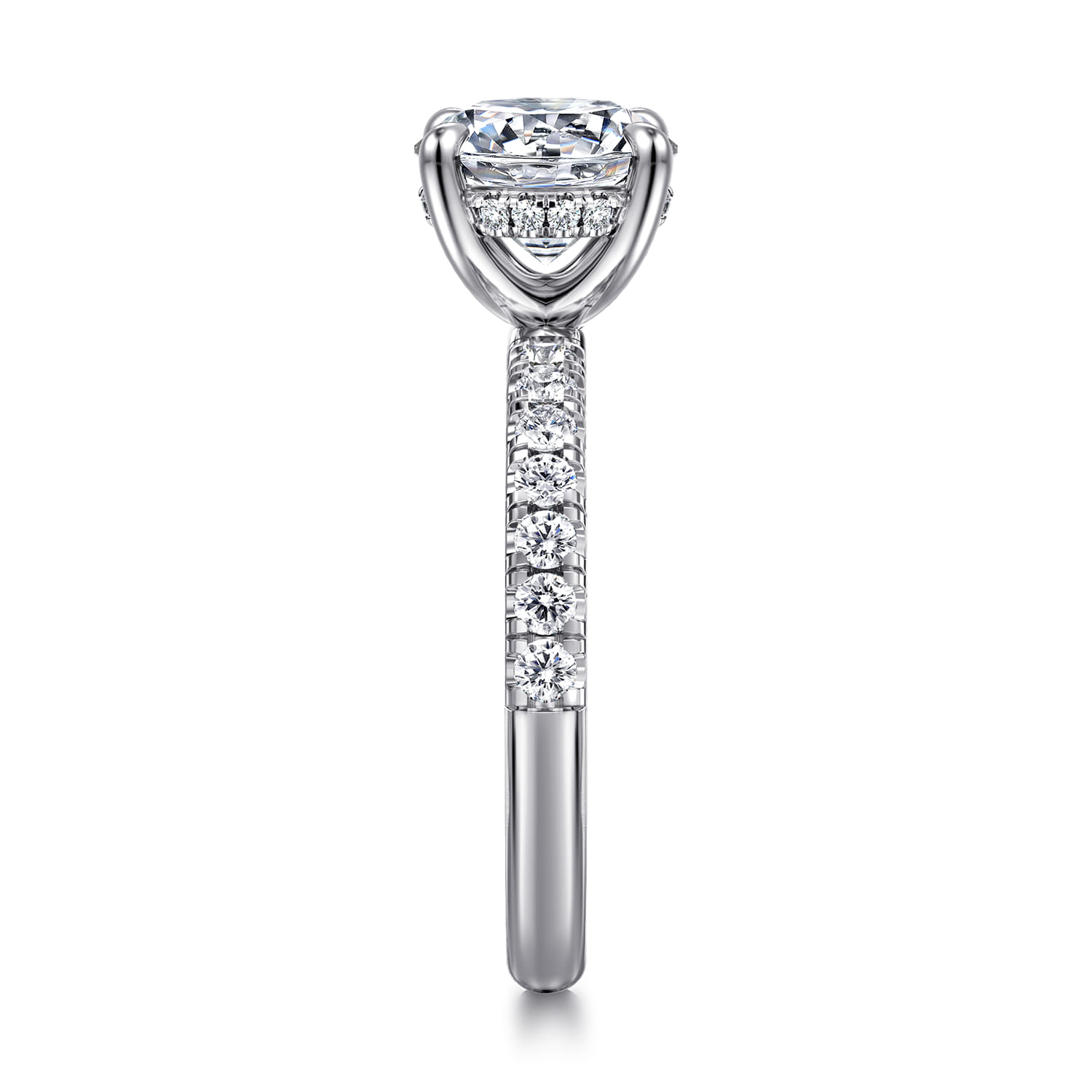 Adela - 14K White Gold Round Hidden Halo Diamond Engagement Ring - 0.4 ct - Shot 4