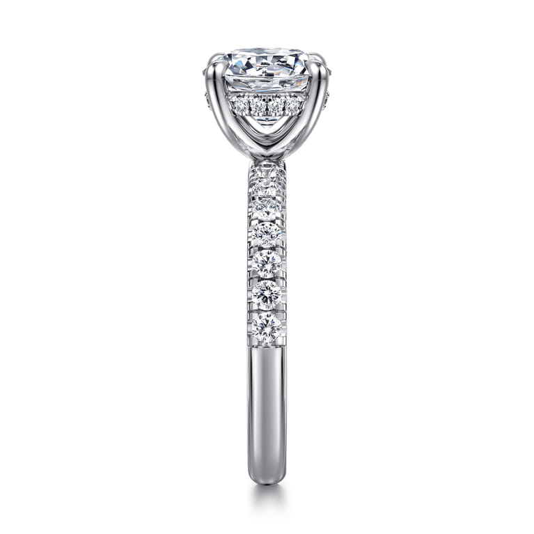 Adela - 14K White Gold Round Hidden Halo Diamond Engagement Ring - 0.4 ct - Shot 4