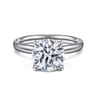Peace - 14K White Gold Round Hidden Halo Diamond Engagement Ring - 0.08 ct