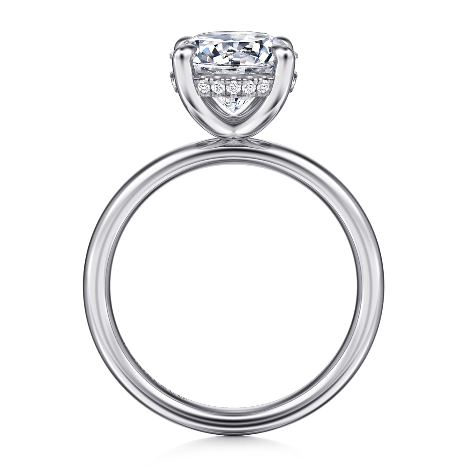 Peace - 14K White Gold Round Hidden Halo Diamond Engagement Ring - 0.08 ct - Shot 2