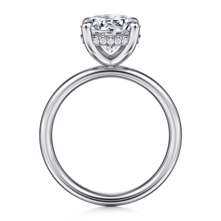 Peace - 14K White Gold Round Hidden Halo Diamond Engagement Ring - 0.08 ct - Shot 2
