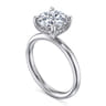 Peace - 14K White Gold Round Hidden Halo Diamond Engagement Ring - 0.08 ct