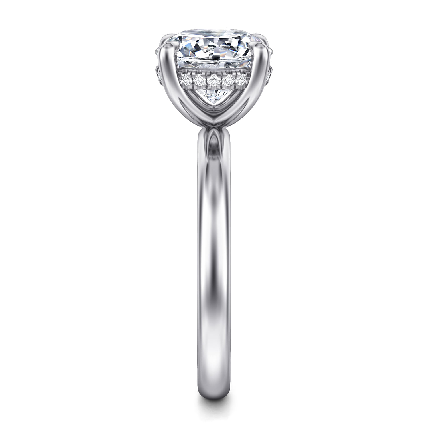 Peace - 14K White Gold Round Hidden Halo Diamond Engagement Ring - 0.08 ct - Shot 4