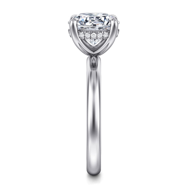 Peace - 14K White Gold Round Hidden Halo Diamond Engagement Ring - 0.08 ct - Shot 4