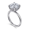 Peace - 14K White Gold Round Hidden Halo Diamond Engagement Ring - 0.12 ct