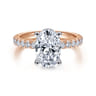 Alina - 14K White-Rose Gold Oval Diamond Engagement Ring - 0.7 ct
