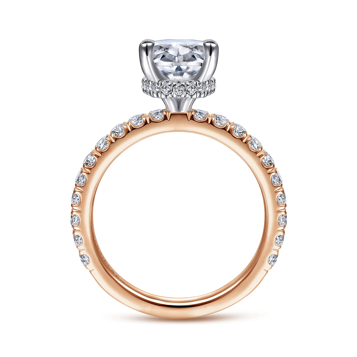 Alina - 14K White-Rose Gold Oval Diamond Engagement Ring - 0.7 ct - Shot 2