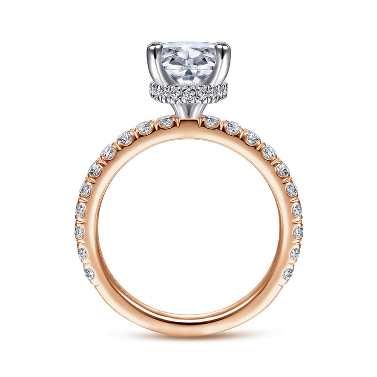 Alina - 14K White-Rose Gold Oval Diamond Engagement Ring - 0.7 ct - Shot 2