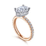 Alina - 14K White-Rose Gold Oval Diamond Engagement Ring - 0.7 ct
