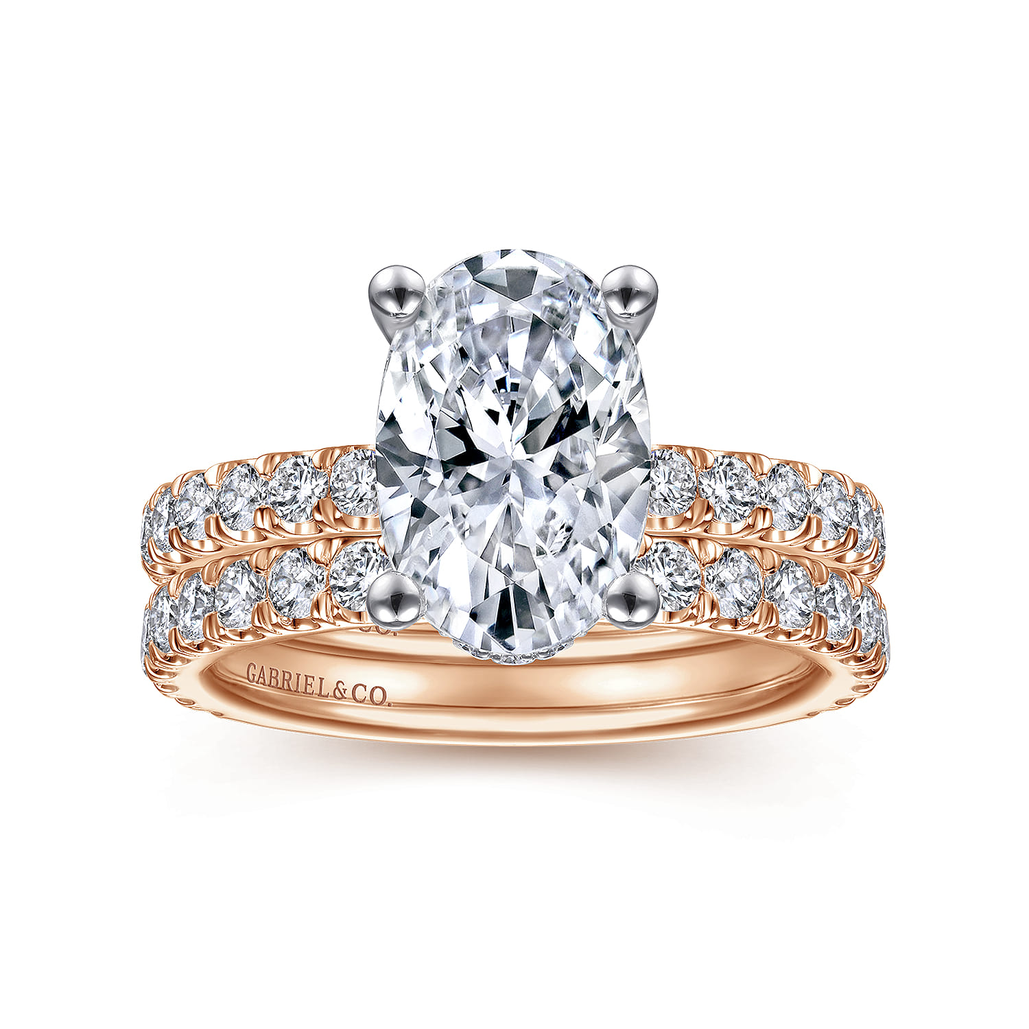 Alina - 14K White-Rose Gold Oval Diamond Engagement Ring - 0.7 ct - Shot 4
