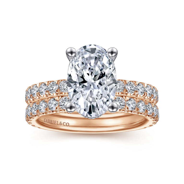 Alina - 14K White-Rose Gold Oval Diamond Engagement Ring - 0.7 ct - Shot 4