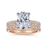 Alina - 14K White-Rose Gold Oval Diamond Engagement Ring - 0.7 ct