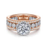Ethel - 14K White-Rose Gold Round Diamond Engagement Ring - 0.73 ct