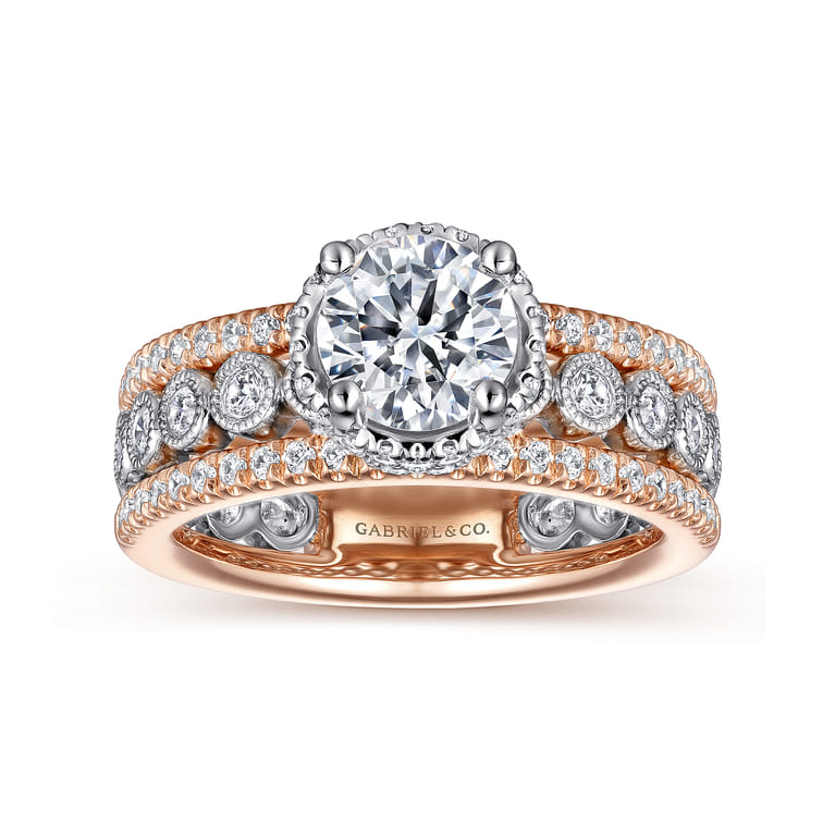 Ethel - 14K White-Rose Gold Round Diamond Engagement Ring - 0.73 ct - Shot 5