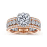 Ethel - 14K White-Rose Gold Round Diamond Engagement Ring - 0.73 ct