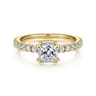 Alina - 14K Yellow Gold Cushion Hidden Halo Diamond Engagement Ring - 0.5 ct