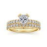 Alina - 14K Yellow Gold Cushion Hidden Halo Diamond Engagement Ring - 0.5 ct