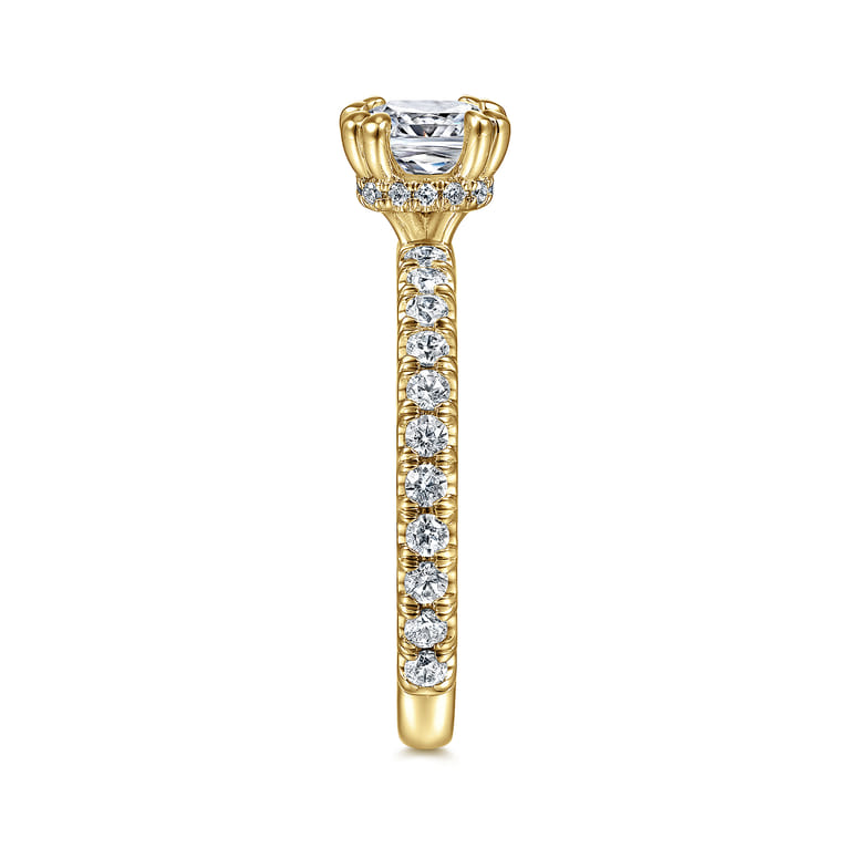 Alina - 14K Yellow Gold Cushion Hidden Halo Diamond Engagement Ring - 0.5 ct - Shot 5