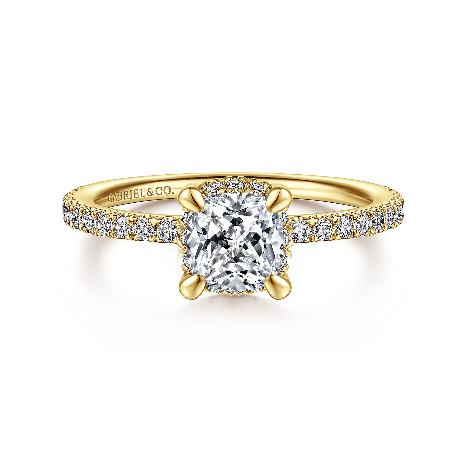 Hart - 14K Yellow Gold Cushion Hidden Halo Diamond Engagement Ring - 0.25 ct - Shot 1