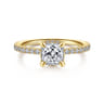 Hart - 14K Yellow Gold Cushion Hidden Halo Diamond Engagement Ring - 0.25 ct